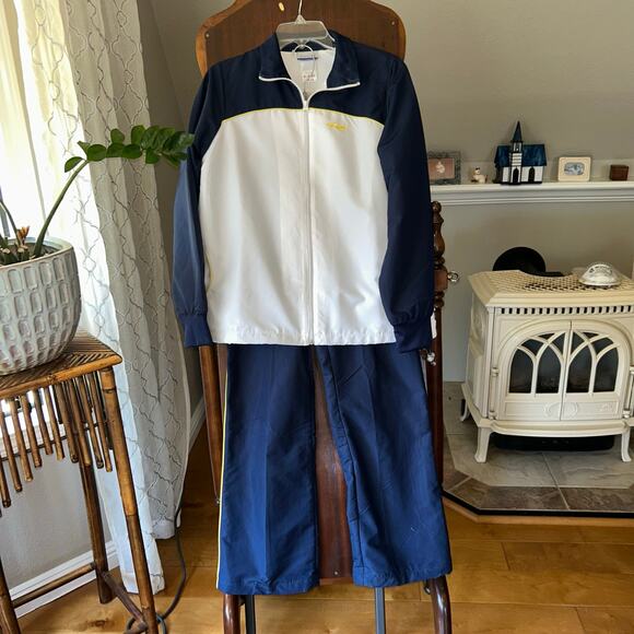 90’s Vtg Reebok Sports Tracksuits Men’s Medium White Blue Yellow Windbreaker